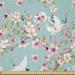 East Urban Home Ambesonne Flowers Fabric By The Yard, Watercolor Art Style Flying Crane Birds Pink Sakura Cherry Blossoms Exotic | 72 W in | Wayfair