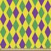 East Urban Home Green & Purple Fabric By The Yard, Mardi Gras Themed Abstract Geometric Pattern w/ Rhombuses | 36 W in | Wayfair