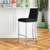 Langley Street® Allenvale 26" Counter Stool Upholstered/Velvet, Stainless Steel in Gray/Black | 36.5 H x 16 W x 19.5 D in | Wayfair