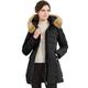 Orolay Women's Puffer Coat Faux Fur Trim Hood Down Jacket Jet black S