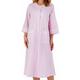 Slenderella Ladies 45"/ 114cm Luxury Lightweight Cotton Rich Seersucker Popper Closure Pink & Purple Stripe House Duster Coat with Lace Trim Size Large 16/18