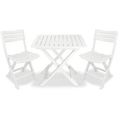3-tlg. Bistro-Set Klappbar Kunststoff Weiß Vidaxl Image