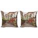 East Urban Home Ambesonne Sketch Decorative Throw Pillow Case Pack Of 2, Colorful Alley w/ Parisian Style Cafe & Buildings Patio Scene | Wayfair