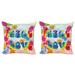 East Urban Home Ambesonne 70S Party Decorative Throw Pillow Case Pack Of 2, Peace & Love Tie Dye Effect Funky Color Splash Rainbow Abstract Print | Wayfair