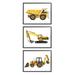 Mason & Marbles Construction & Demolition Trucks Yellow Vehicles by Ziwei Li - 3 Piece Graphic Art Set Canvas in Black | Wayfair