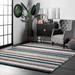 White 36 x 0.91 in Area Rug - Langley Street® City Striped Shag Tufted Performance Brown/Teal/Blue Rug Polypropylene | 36 W x 0.91 D in | Wayfair