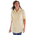 Plus Size Women's Short-Sleeve Button Down Seersucker Shirt by Woman Within in Primrose Yellow Pop Stripe (Size 1X)