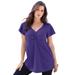 Plus Size Women's Flutter-Sleeve Sweetheart Ultimate Tee by Roaman's in Midnight Violet (Size 14/16) Long T-Shirt Top