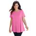 Plus Size Women's Swing Ultimate Tee with Keyhole Back by Roaman's in Vintage Rose (Size 5X) Short Sleeve T-Shirt