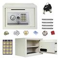 16L Digital Steel Cabinets Safes Safety Box Electronic Security Large Capacity with Full-digit Keypad/2 Override Key/2 Installing Bolts Wall (25x35x25cm) for Home Office Money Cash Valuables White