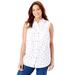 Plus Size Women's Perfect Button Down Sleeveless Shirt by Woman Within in White Multi Anchor (Size 14/16)