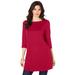 Plus Size Women's Boatneck Ultimate Tunic with Side Slits by Roaman's in Classic Red (Size 18/20) Long Shirt