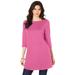 Plus Size Women's Boatneck Ultimate Tunic with Side Slits by Roaman's in Vintage Rose (Size 14/16) Long Shirt