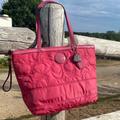 Coach Bags | Coach Signature Quilted Stitch Nylon Tote Bag | Color: Pink | Size: Os