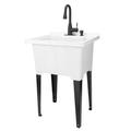 Utility-Sink 21.5" L x 25" W Free Standing Laundry Sink w/ Faucet Plastic in White | 48 H x 21.5 W x 25 D in | Wayfair 040 US9513DRBLK