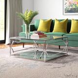 Everly Quinn 4 Legs Coffee Table w/ Storage Glass/Metal in Gray | 18 H x 39 W x 39 D in | Wayfair 491E7A09A04C436C8E00C536865B20C2