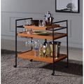 17 Stories Maceus Serving Bar Cart Wood/Iron in Black/Brown/Gray | 33 H x 29 W x 14 D in | Wayfair DED5F5D5189848DAB58276EF7040739E