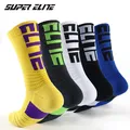 Chaussettes de sport athlétiques pour hommes longues amortissantes noires tendance cyclisme