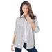 Plus Size Women's Long-Sleeve Kate Big Shirt by Roaman's in Black Stripe (Size 34 W) Button Down Shirt Blouse