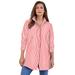 Plus Size Women's Kate Tunic Big Shirt by Roaman's in Coral Red Stripe (Size 32 W) Button Down Tunic Shirt