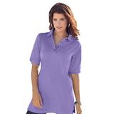 Plus Size Women's Oversized Polo Tunic by Roaman's in Vintage Lavender (Size 34/36) Short Sleeve Big Shirt