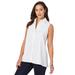 Plus Size Women's Stretch Cotton Poplin Sleeveless Shirt by Jessica London in White (Size 20 W)