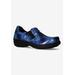 Wide Width Women's Bind Flats by Easy Street in Blue Animal Patent (Size 8 1/2 W)