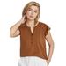 Plus Size Women's Cap Sleeve Henley Tee by ellos in Walnut Brown (Size 34/36)