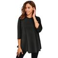 Plus Size Women's Stretch Knit Swing Tunic by Jessica London in Black (Size 18/20) Long Loose 3/4 Sleeve Shirt