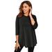 Plus Size Women's Stretch Knit Swing Tunic by Jessica London in Black (Size 18/20) Long Loose 3/4 Sleeve Shirt