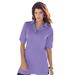 Plus Size Women's Oversized Polo Tunic by Roaman's in Vintage Lavender (Size 14/16) Short Sleeve Big Shirt