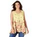 Plus Size Women's High-Low Button Front Tank by Woman Within in Banana Graduated Floral (Size 2X) Top