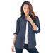 Plus Size Women's Long-Sleeve Kate Big Shirt by Roaman's in Navy Stripe (Size 42 W) Button Down Shirt Blouse