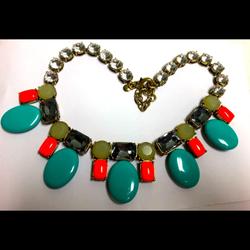 J. Crew Jewelry | Chunky J Crew Turquoise Red & More Glitzy Necklace | Color: Red | Size: 18 Inches