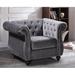 Chesterfield Chair - House of Hampton® Feltner 40.6" Wide Tufted Velvet Chesterfield Chair Wood/Velvet in Gray | Wayfair