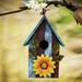 August Grove® 9.3 in x 6.5 in x 4.5 in Bird House Wood/Ceramic in Blue | 9.3 H x 6.5 W x 4.5 D in | Wayfair 255217F269804A7C94AA36A582C7DC99