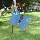 Arlmont & Co. 18.5 Inch Metal Butterfly Garden Stake in Blue | 14.5 H x 18.5 W x 1 D in | Wayfair E49F4ECA51D3493C89D794E3E7F09018