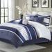 Lark Manor™ Gabar Striped 7 Piece Comforter Set Polyester/Polyfill/Microfiber in Gray/Blue/Navy | Queen Comforter | Wayfair