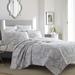 Laura Ashley Venetia Reversible Cotton Quilt Set Polyester/Polyfill/Cotton in Gray | King Quilt + 2 Shams | Wayfair 199478