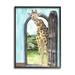 Ebern Designs Giraffe Through Doorway Safari Animal Portrait Canvas in Blue/Green | 14 H x 11 W x 1.5 D in | Wayfair
