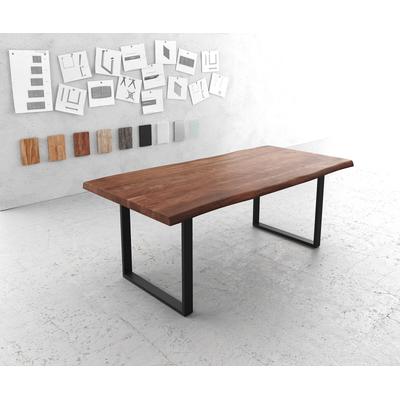 DELIFE Esstisch Edge 200x100 XL Akazie Braun Metall schwarz Live-Edge, Esstische, Baumkantenmöbel, Massivholzmöbel, Massivholz Image