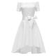 Molly Moda Women's Lace Bodice Bardot Dip Hem Vintage Party Dress Scallop Off Shoulder Short Sleeve Midi Evening Cocktail Outfit Occasionwear 10 M Off-White