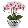 Briful 17" Artificial Orchid Phalaenopsis Flowers Decorative Orchid Bonsai Fake Flowers Real Touch Orchid Artificial Flowers with Silver Ceramic Pot for Table Centerpieces Living Room Home Décor