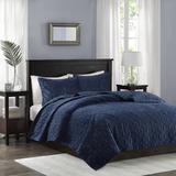 George Oliver Burnadette 3 Piece Velvet Quilt Set Microfiber in Blue/Navy | Full/Queen Coverlet + 2 Standard Shams | Wayfair