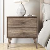 Mercury Row® Alyssa 2 - Drawer Nightstand Wood in Gray | 25 H x 25 W x 16 D in | Wayfair CF18BACBA50249B0986D50E7C8EF27B4