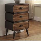 Williston Forge Krish Rounded 3 Drawer Nightstand Wood in Brown/Gray/Green | 26 H x 16.5 W x 11.75 D in | Wayfair WLFR4456 42829922