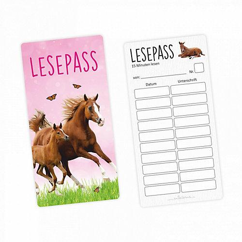 Lesepass Pferde Lesezeichen zum lesen üben Grundschule 10-100 Stück Lesezeichen bunt