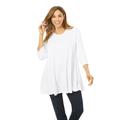 Plus Size Women's Stretch Knit Swing Tunic by Jessica London in White (Size 34/36) Long Loose 3/4 Sleeve Shirt