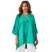 Plus Size Women's Hi-Low Linen Tunic by Jessica London in Aqua Sea (Size 12 W) Long Shirt