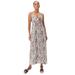 Plus Size Women's Knit Maxi Dress with Tie-Bodice by ellos in Ivory Black Print (Size 14/16)